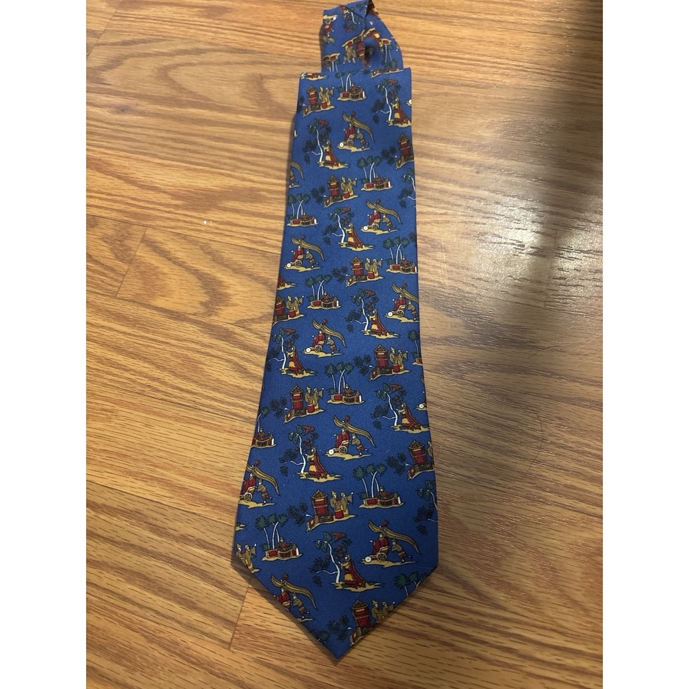 Vintage Milano Imagine Silk Necktie Blue Novelty Scenic Arabian Desert Italy Tie